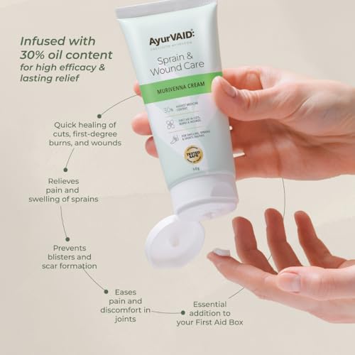 Image of Murivenna Cream 50g | Ayurveda First-Aid Cream for Cuts, Burns, Wounds & Sprains | Fast-Absorbing & Non-Greasy | TESTED SAFE for Heavy Metals & Microbial Load | 30% Highest Medicine Content | With Aloe & Moringa