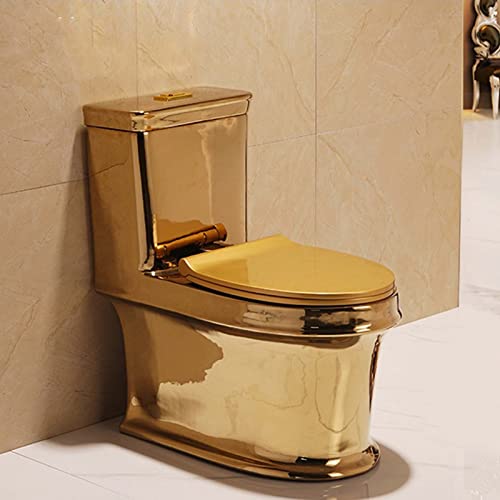 Inodoro dorado con descarga potente en espiral de 360°, baño de hotel super, desodorante para hogar, inodoro creativo de cerámica miniatura 1