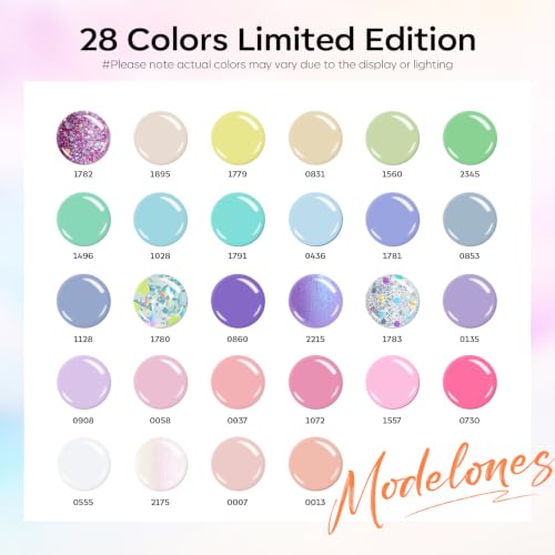 Image of modelones Gel Nail Polish Set Glitter Pastel Spring 32PCS 28Colors