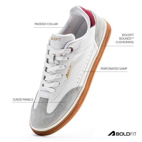 Image of Boldfit Sneakers for Men Casual Stylish Sneakers for Man with Premium PU Leather Upper, Cushioned Insole, Padded Collar, Breathable Lining & TPR Grip Sole Everyday Wear Shoes for Men Klunys