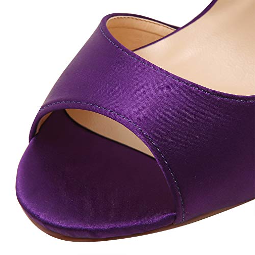 Image of ELEGANTPARK High Heel Sandals for Women, Satin Strappy Wedding Dress Shoes | Adjustable Buckle, 3.5 inch Peep Toe Shoes for Bride, Wedding Guest, Bridal Reception, Evening Party, Prom and Formal Event