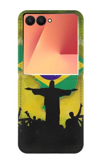 Étui cuir Samsung Z Flip 7 carte Brésil finition premium avec clapet rabattable