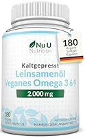 Veganes Leinsamenöl 2000 mg – 180 Weichkapseln – kaltgepresst, reichhaltige Quelle für Omega 3, 6 und 9 | 3-Monats-Vorrat – Nu U Nutrition