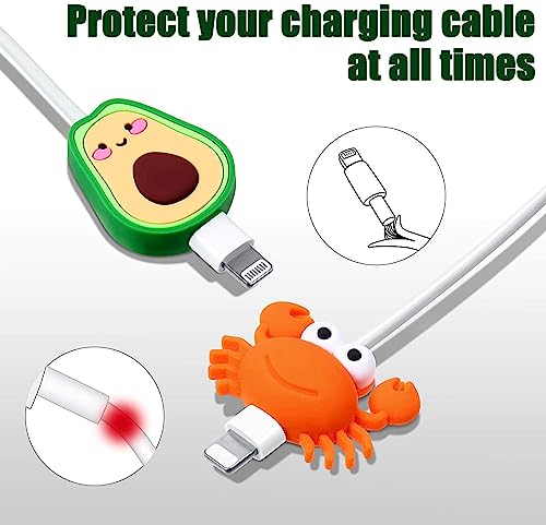 Image of Set of 7 Silicon New Charging Cable & Earphone Protectors,Cute Charging Wire Sleeve,Cord Protection,Cable Savers Compatible with Android USB,Type-c & iPhone Charging Cables- (Random Designs)