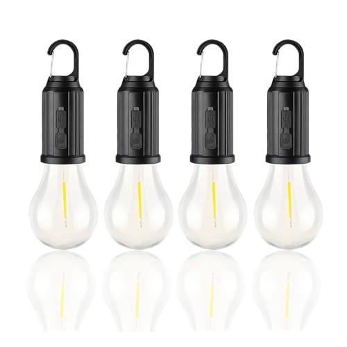 POCKETMAN 4 bombillas LED recargables Luz de camping portátil 3 modos de iluminación Adecuada para camping al aire libre, iluminación de jardín, emergencias por cortes de electricidad
