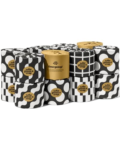 Who Gives A Crap 100% Bamboo Toilet Paper 16 Rolls 3 Ply 330 Sheets Long Strong & Soft Toilet Tissue Sustainable Biodegradable Renewable Tree Free Bathroom Tissue Made with Bamboo Fibers