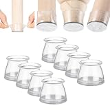Aneaseit Chair Leg Floor Protectors - 1 1/2" x 8 pcs Crystal Clear - Felt Bottom Silicone Pads for H