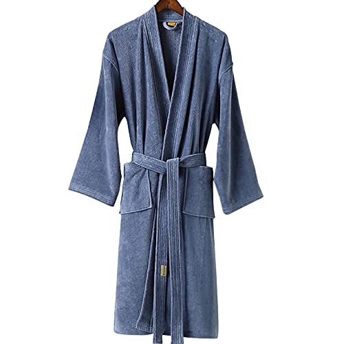 MHXQD Morgenmantel Plus Size mit Taschen Leichte Saugfähige Baumwolle Spa Robe Schalkragen Ultra Weiches Handtuch Bademäntel Home Hotel Schlafmantel,Chrome,XL Cover