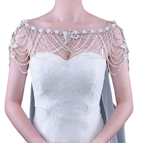 Pearl Body Statement Necklace Crystal Beading Chain Bib Collar Shoulder Shawl