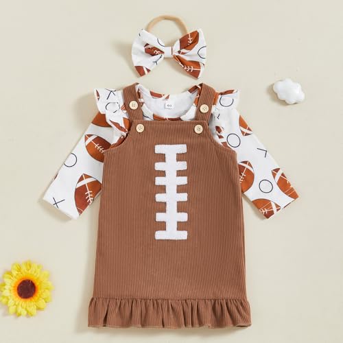 BemeyourBBs Newborn Baby Girl Clothes Ruffle Romper Suspender Skirt Set Overall Dress Bow Headband Cute Fall Winter Outfit2