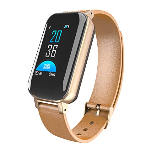 AHOME Monitor de sueño, rastreadores de Ejercicios, Reloj de podómetro Recordar el pronóstico del Tiempo a Prueba de Agua-Gold