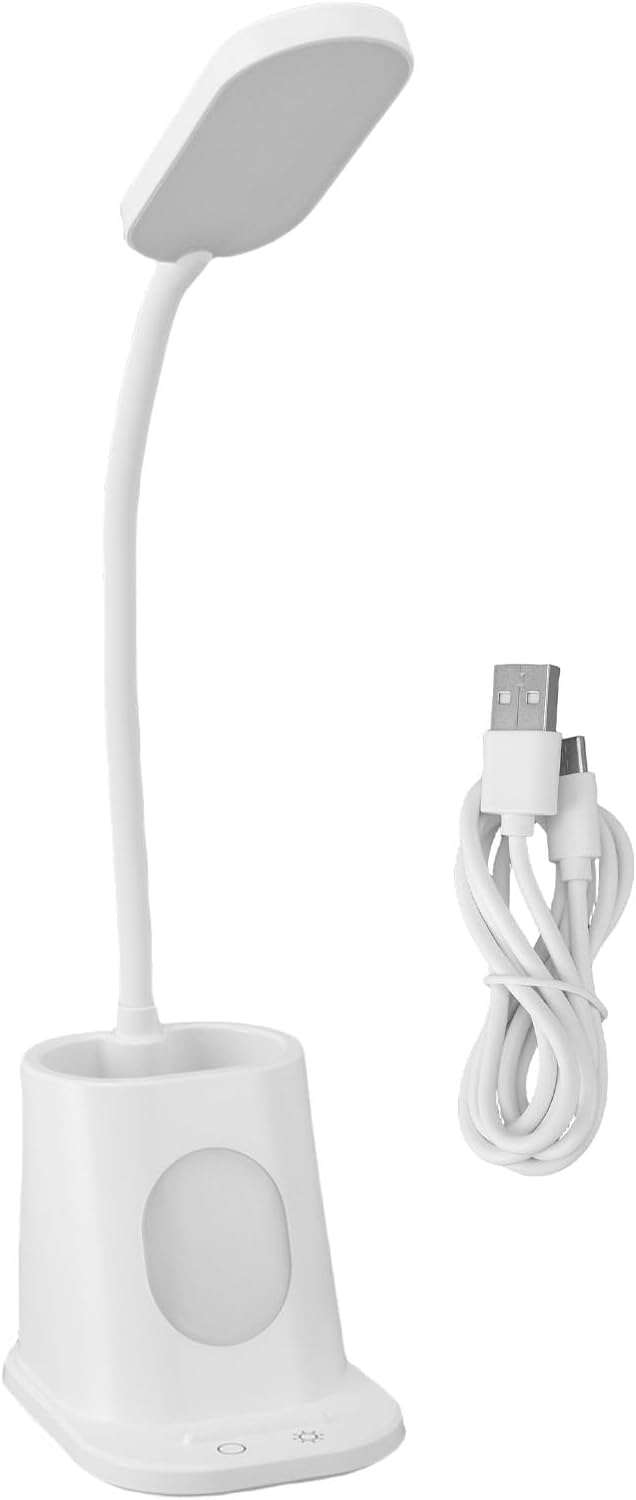 Fockety Bedside Light, Flexible Gooseneck 3 Color Modes Reading Lamp Desk Lamp Table Light with Pen Holder for Bedside Office College Dorm Room Bedrooms Living Rooms Camping Travel