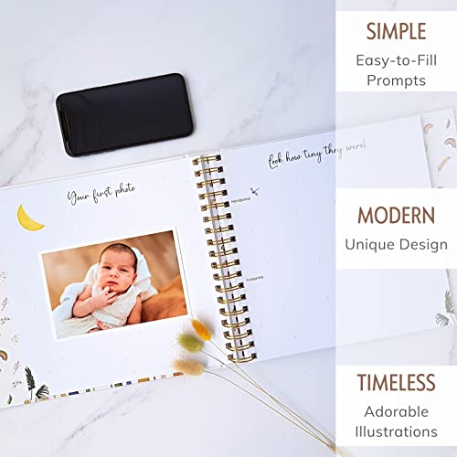 Baby Memory Book For Girl Or Boy - First 5 Years Unisex Boho Rainbow Keepsake Journal To Record Newborn 1St Milestones - Gender Neutral Photo Album Scrapbook For Baby Shower - Pregnant New Mother Gift #TOP6