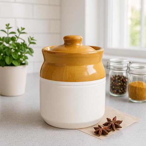 Image of Ceramic Multipurpose Jar - 1000 Ml, 1 Piece, White Espresso