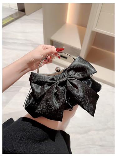 Image of Verdusa Women's Bowknot Evening Bag Ruched Clutch Purse Party Handbag with Chain Strap