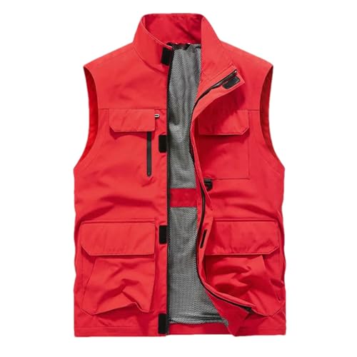 Gilet d'été léger pour homme rouge sans manches XXL zippé