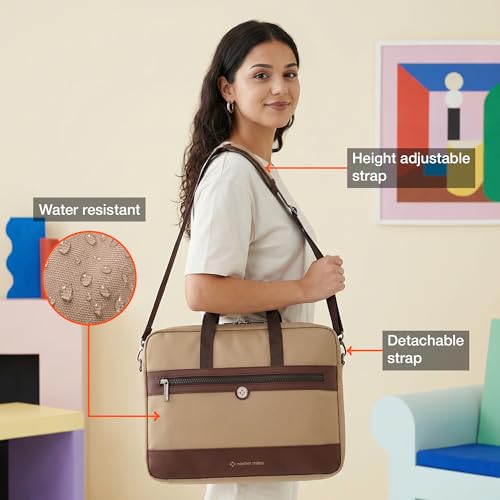 Image of Nasher Miles Briefcase & Messenger Bag | Lightweight PU & Polyester with Adjustable Strap, Fits Laptop | Ideal for Office & Travel | for Men & Women