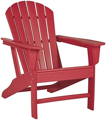 Signature Design by Ashley Sundown Treasure Outdoor Patio HDPE Weather Resistant Adirondack Chair, Red