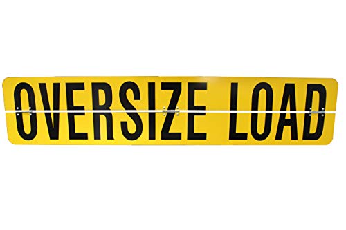 Oversize Load Sign - Aluminum, Center Hinged, Reflective (Black on Yellow, 60" x 12")