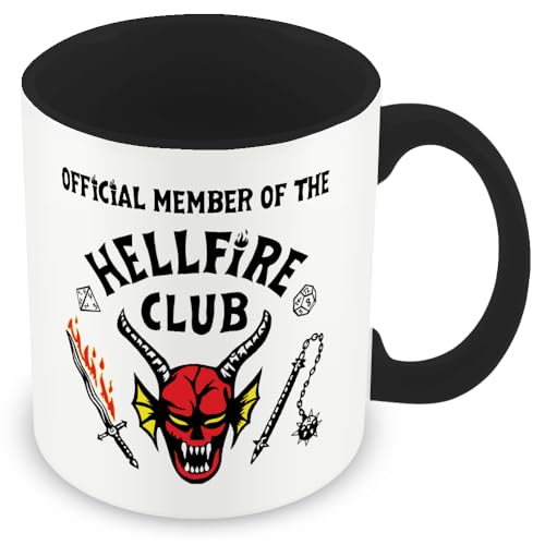 MUGGZ Strange Mug Hellfire Club Logo Black Handle with Actual Font Novelty Fan Gift Cup