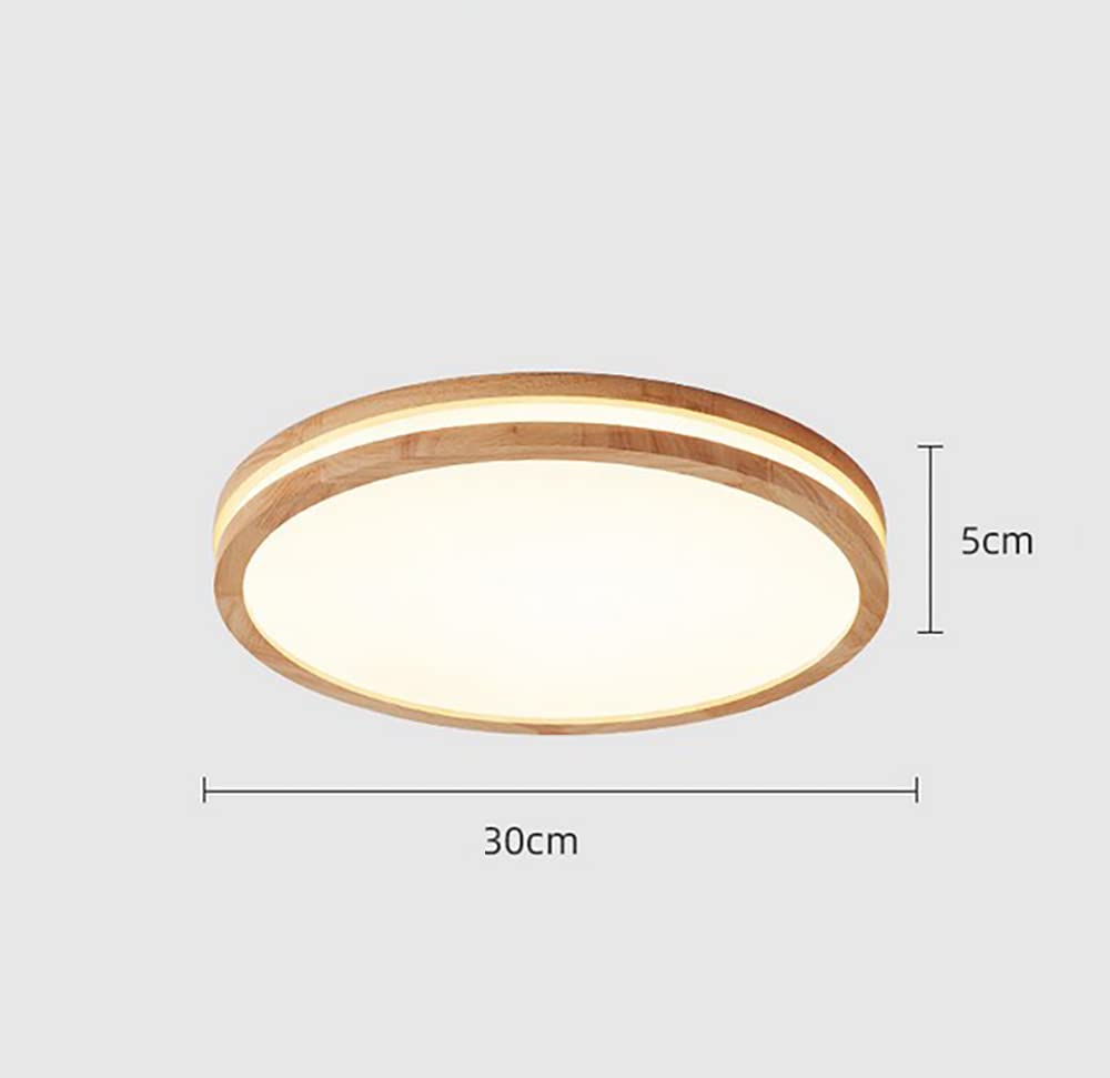 Lámpara de techo LED moderna (24 W, redonda, madera, 4500 K, luz neutra para sala de estar, cocina, pasillo, comedor, dormitorio, diámetro de 30 cm)
