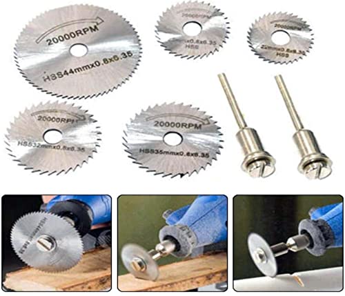 Image of DIY Crafts Cutting-Blades, HSS Rotary Saw Blades Blade Disc Saw Carving Buffing Grinder Replacement Mandrel Set Mini Circular Cutter Rotary Tool Cutting Blades (Cutting-Blades, Pack of 1 Sets)