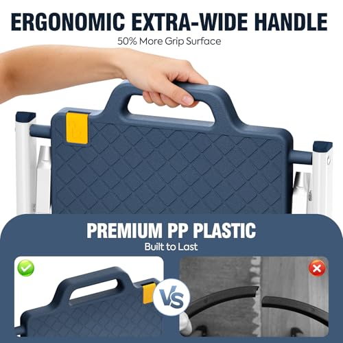 Urackify Trittleiter 2 Stufen, Tritthocker Klappbar mit Rutschfester Tritt, Entriegelungstaste, Tragegriff bis 150 kg, Mini Stahl Klappleiter, Klapptritt für Zuhause, Büro, Garten, Blau