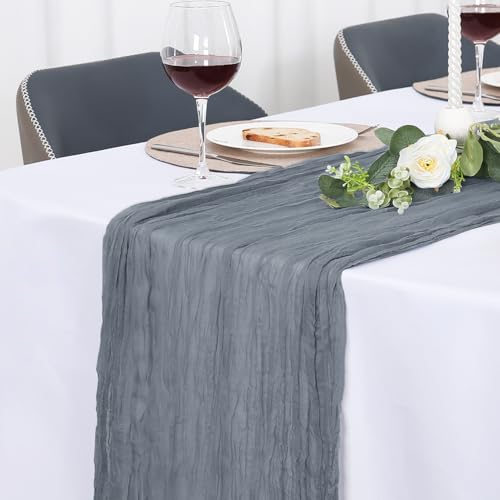 Jumdast Chemin de Table Anniversaire Mariage Bapteme Fête, Bohème Chemin de Table Tissu Demi Transparent Mousseline de Soie Décoration Interieur Lavable...