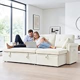 Luscriate sofá de esquina con cajón y función de dormir, 3 plazas)