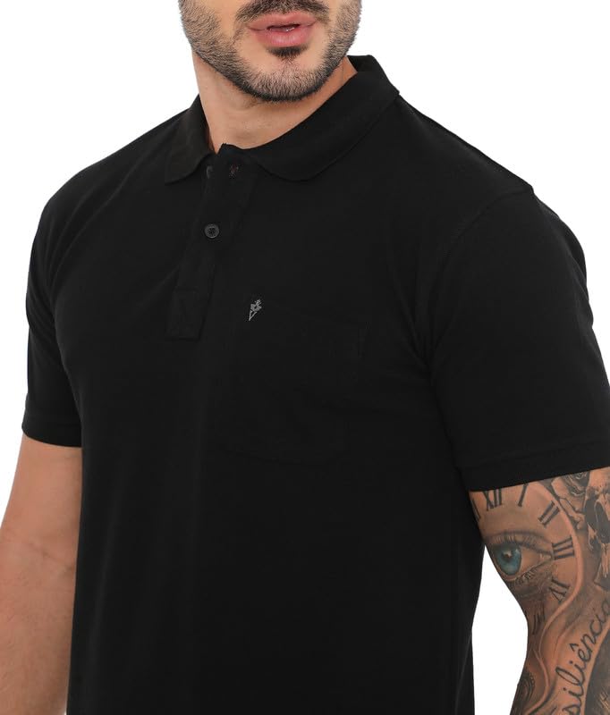 Image of VIP Cotton Rich Fabric Pique Knit Polo Collar T-Shirt Combo Set for Mens with Pockets