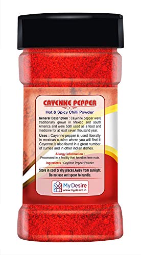 Image of Desire Cayenne Pepper Powder 200g - Hot & Spicy Chili Powder, Perfect for Cooking, Seasoning, and Adding Heat to Dishes | 100% Pure and Natural | No Additives | Pack of 2