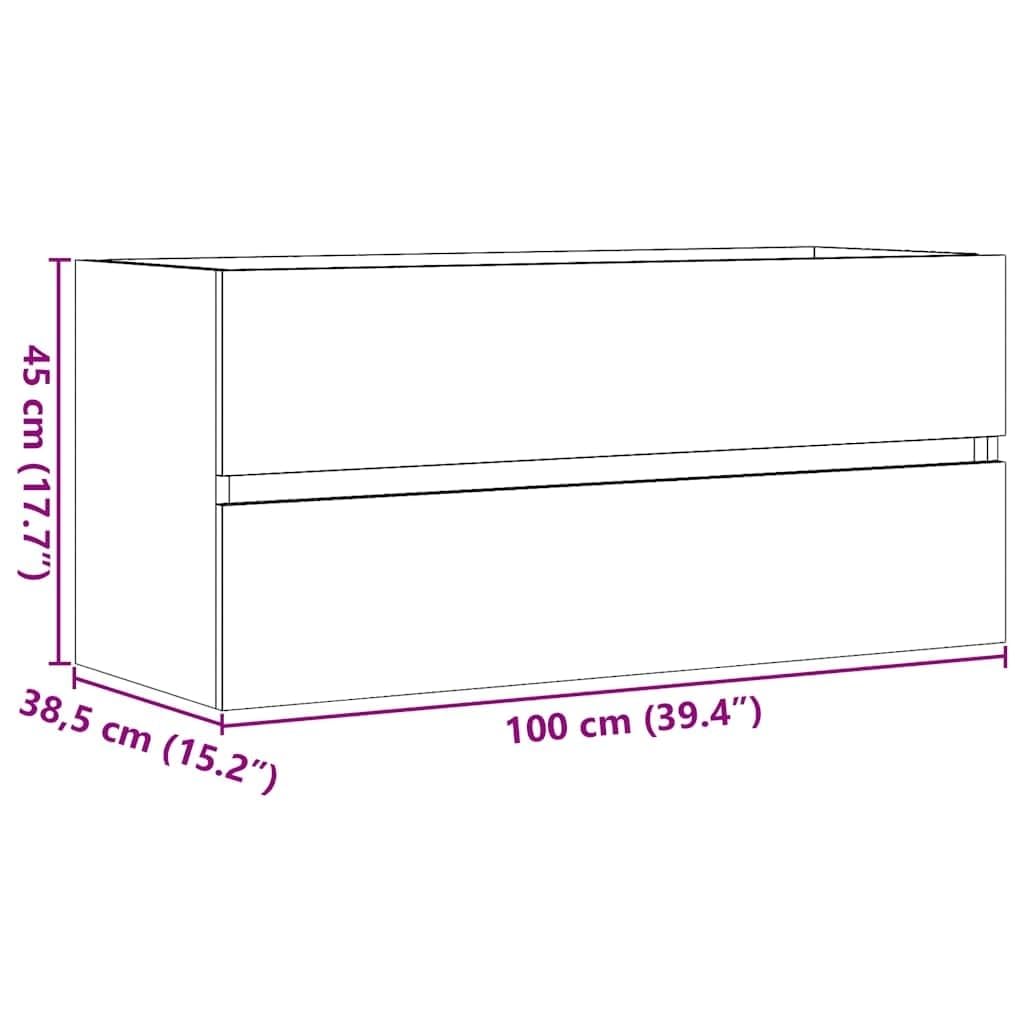vidaXL Armario Lavabo Madera ingeniería Roble Artisan 100x38,5x45 cm