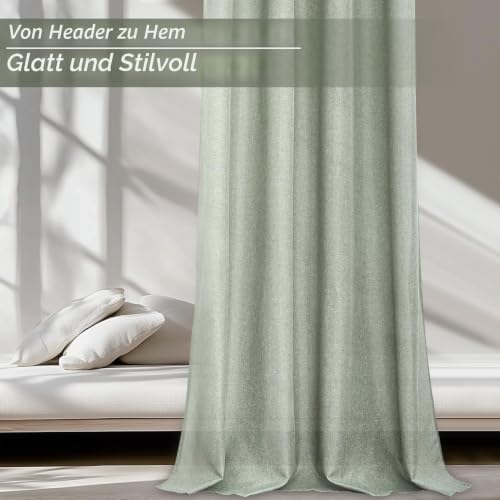 MRTREES Extra Breite Gardinen mit Ösen Leinenoptik Halbtransparent für Große Fenster Wohnzimmer Schlafzimmer Modern 1 Stück… – Ansicht 5