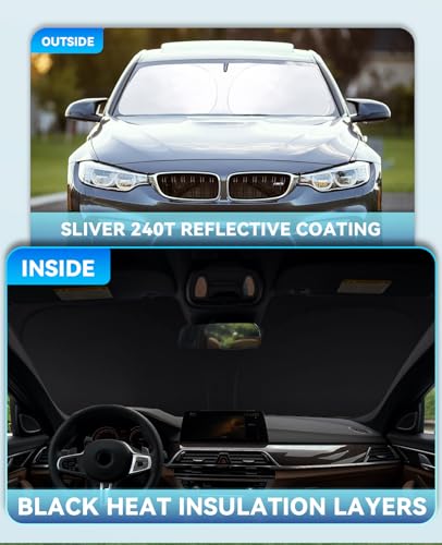 Sun Shade Windshield Sunshades Cover for Honda Civic 2012-2014 2015 Foldable Sun Visor Window Shields Fits Civic Sedan, Coupe, Hatchback, LX, EX, EX-L, Sport,Touring Accessories Blocks UV Rays