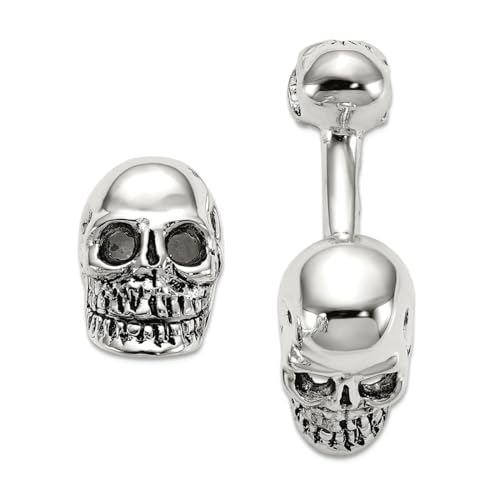 Gemelos para hombre de calavera en plata esterlina 925 miniatura 1