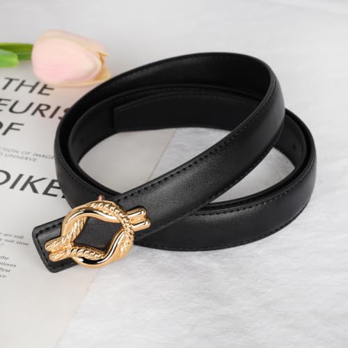 Image of Aurolran Women's Leather Belt with Buckle - Ideal for Dresses, Jeans, and Coats