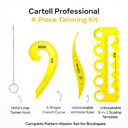 Cartell Tailoring Scale Kit (4 Pcs) – French Curve Scale, Armhole Curve Ruler, Tailoring Scales Full Set for Boutiques, Fashion Designers & Sewing Professionals 1