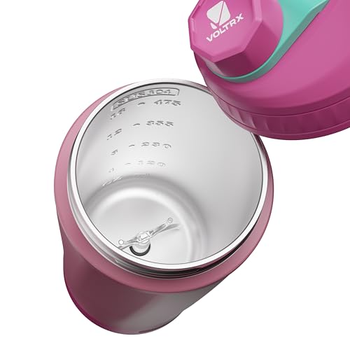Image of VOLTRX ChillMix Shaker Bottle Insulated Stainless Steel - USB C Rechargeable Electric Protein Shake Mixer, Shaker Cups for Protein Shakes and Meal Replacement, Radiant Rose, 16 oz