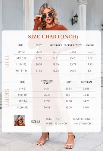 Duigluw Women 2 Piece Outfits – Cozy Orange Long Sleeve Crop Top and Pleated Skirt Set for Stylish Winter Looks in Large - Image 6