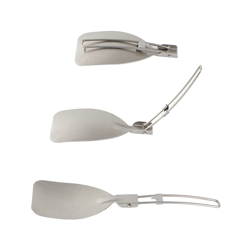 Bloepum 1 Piece Folding Spatula Fold Spoon Stainless Steel Outdoor Camping Gear Cooking Accessories Style B