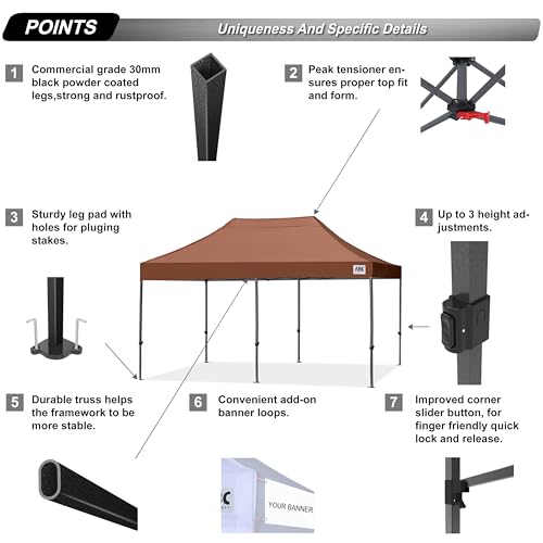Image of ABCCANOPY Patio Pop Up Canopy Tent 10x20 Commercial-Series(Brown)