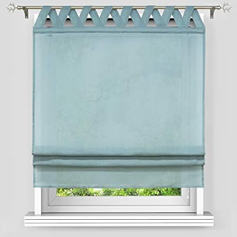 Yujiao Mao Sheer Window Curtain Tap Top Curtain Transparent Polyester for Kitchen Bedroom Bathroom Drape Liftable, 1pc(Green,W39 x L55 inch) Cover