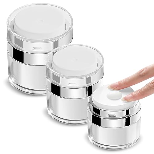 TCASENER 3 Stück Cremetiegel Vakuumflasche, 15/30/50 ML Airless Pumpspender, Lotion Creme Spender Nachfüllbar Pump Container,Tragbarer Kann gedrückt werden Spender Vakuumflasch,für Reisen