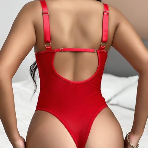 Image of Xivir Sexy Lace Lingerie Garter Belt Set for Women with Push Up Bra One Piece Teddy Babydoll