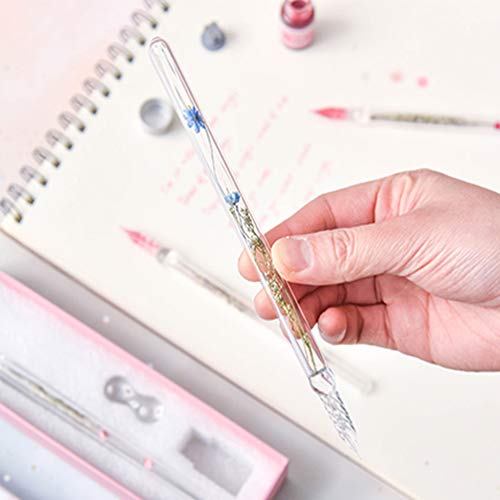 Crystal Glass Dip Pen, YOLAKIS Vintage Glass Ink Pen Set Handmade Calligraphy Dip Pen for Art, Writing,Drawing,Signatures (Purple) - Thumbnail 4