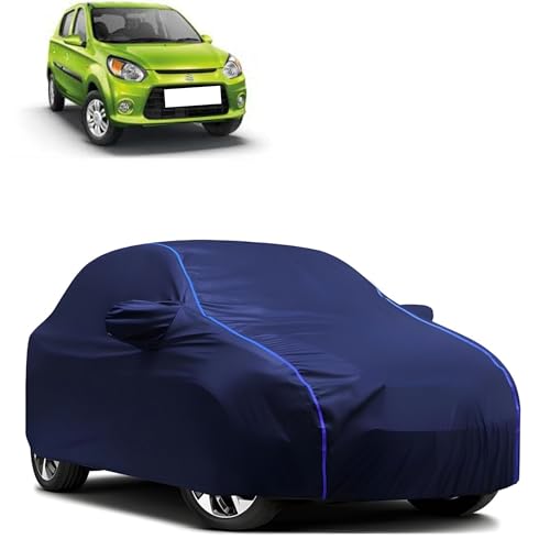 Image of Kerwa Car Body Cover Waterproof Compatible Compatible with Maruti Suzuki Alto Dustproof UV Protection Triple Stitched Elastic Bottom with Mirror Pockets (Blue)