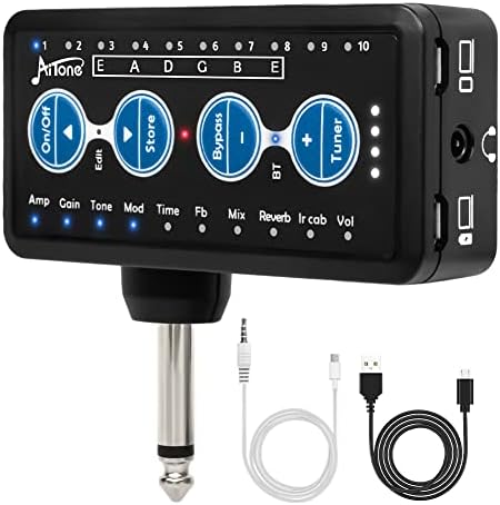 AITONE Multi Effects Guitar Headphone Amp with Tuner Classic Preamp IR Cabinets Presets Rechargeable Mini Pocket Bluetooth Practice Guitar Amplifier with USB Recording
