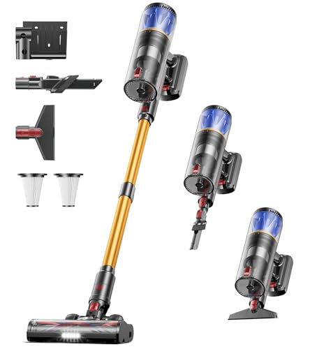 Image of CHEBIO Cordless Stick Vacuum Cleaners for Home, 65KPA 650W 70Mins, Self-Standing Cordless Vacuum Cleaner, Three Suction Modes&LED Touch Screen, Anti-Tangle Brush, for Pet Hair /Hardwood Floors /Carpet