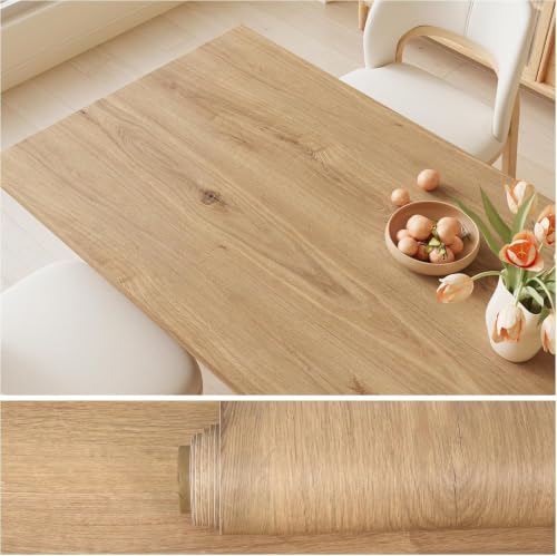 Image of HOME13 Wood Grain Wallpaper Peel and Stick Wood Contact Paper Self Adhesive Removable Thickend Wooden Wall Paper for Cabinets Drawer Shelf Liner Waterproof(24x78 Inch, Natural Oak)