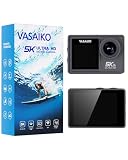 VASAIKO 5K 30FPS 50MP Waterproof Sports Action Camera with EIS Design Ultra HD IPS Screen 131FT Underwater WiFi Camera, 170 Degree Wide Angle Remote Control with Bike Helmet Accessories Kit